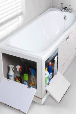 Экраны под ванну с полками для хранения бытовой химии: особенности конструкции и способы установки
