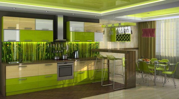 Зеленая кухня: дизайн гарнитура и выбор под интерьер
